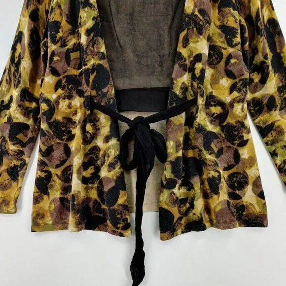 Zozo Cardigan XL Black Yellow Sheer Knot Front Art to Wear Whimsigoth - Picture 3 of 13